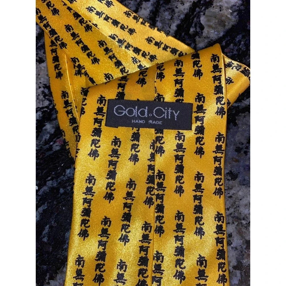 Gold City Handmade Chinese‎ lettering gold mens tie